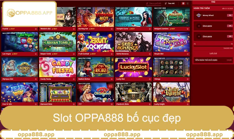 Nổ Hũ OPPA888 1 Slot OPPA888 bố cục đẹp, tối ưu trải nghiệm
